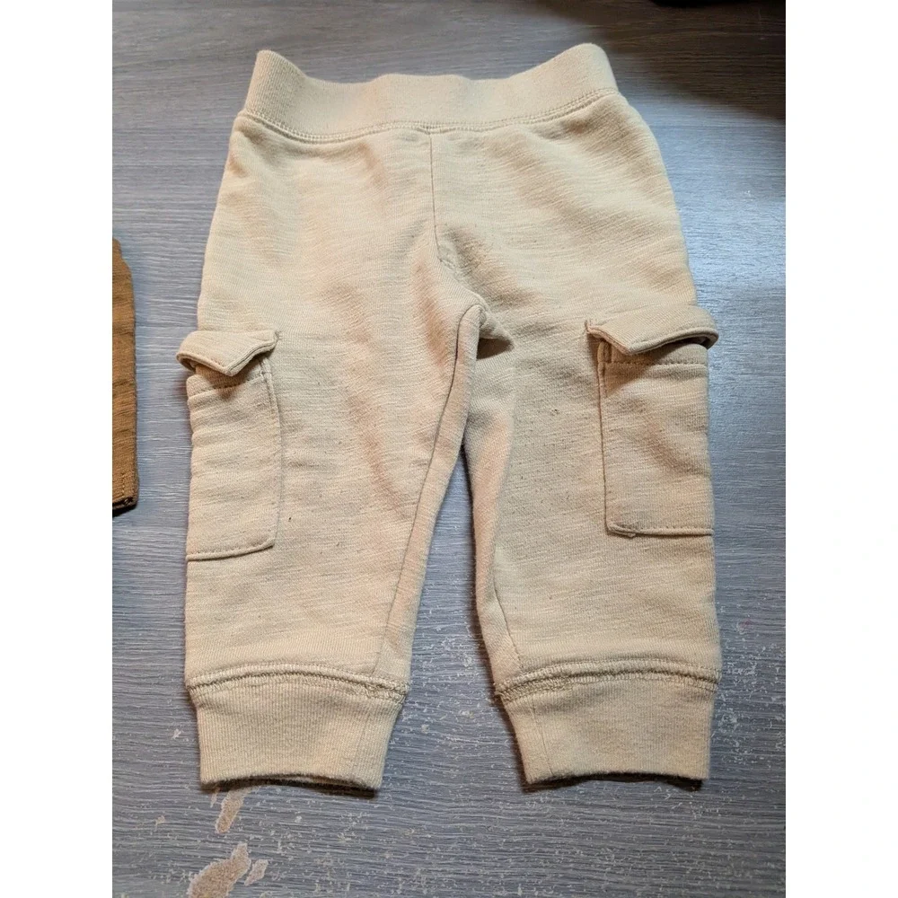 Carters Baby 2 Piece Set Brown Acorn Bodysuit and Cream Cargo Jogger Pants